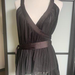 New Free People (Intimately) Sheer Black Wrap Tie Top in Medium